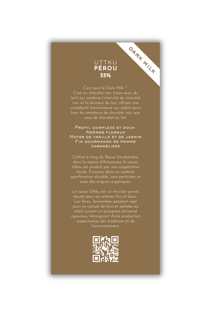 Chocolat Dark Milk - Utkku, Pérou - 55%
