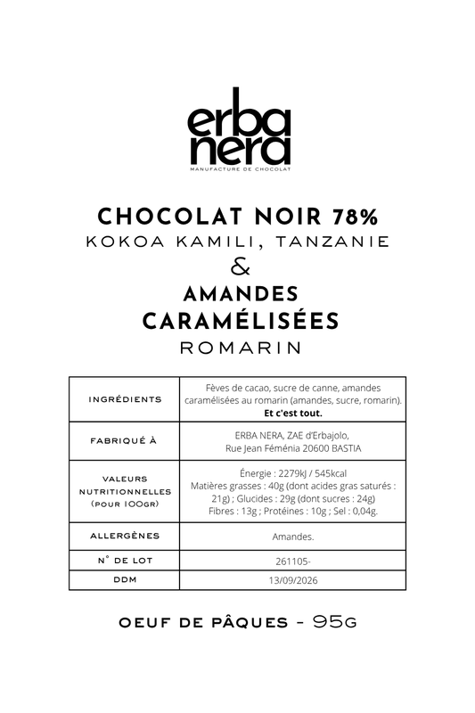 OEUF DE PÂQUES - kokoa kamili & amandes caramélisées au romarin