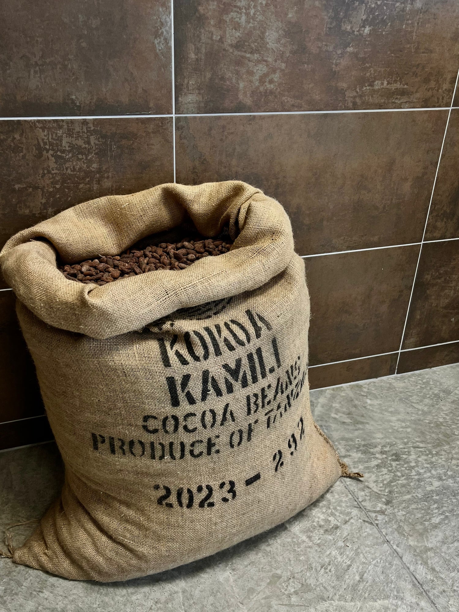 Sac de cacao chocolat erba nera Corse Bastia Kokoa Kamili